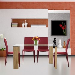Сет маса Morgan 140х80 см и 4 стола Teta red Мебели Богдан  - Комплекти маси и столове
