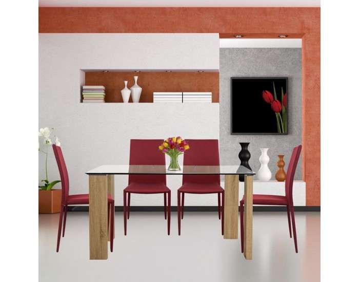 Сет маса Morgan 140х80 см и 4 стола Teta red Мебели Богдан
