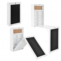 Сгъваема маса/шкаф с плот Бяла, Сгъната 80 x 50 x 18,5 см,MDF - Трапезни маси