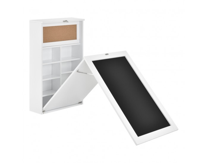 Сгъваема маса/шкаф с плот Бяла, Сгъната 80 x 50 x 18,5 см,MDF -