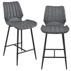 Комплект от 2 броя бар стола  Planica 102,5x46,5x51 cm, Тъмносив, изкуствена кожа - Бар столове