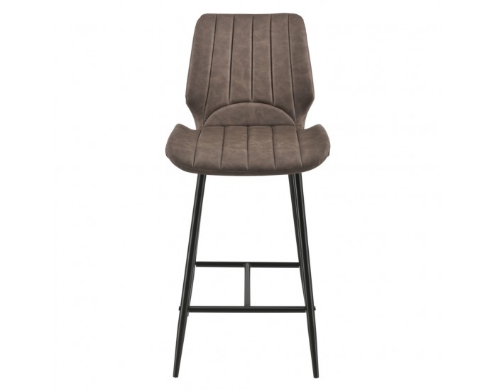 Комплект от 6 броя бар стола Planica 102,5x46,5x51 cm, Тъмнокафяв, Изкуствена кожа -