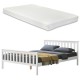 Легло от борово дърво с подматрачна решетка и матрак, 180х200, Бяло -