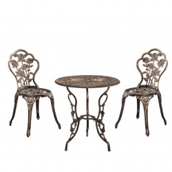 ГрадинскиКомплект маса с 2 стола , дизайн shabby chic Ø 60cm x 67 cm, ковано желязо, Бронз - Комплекти за външни условия