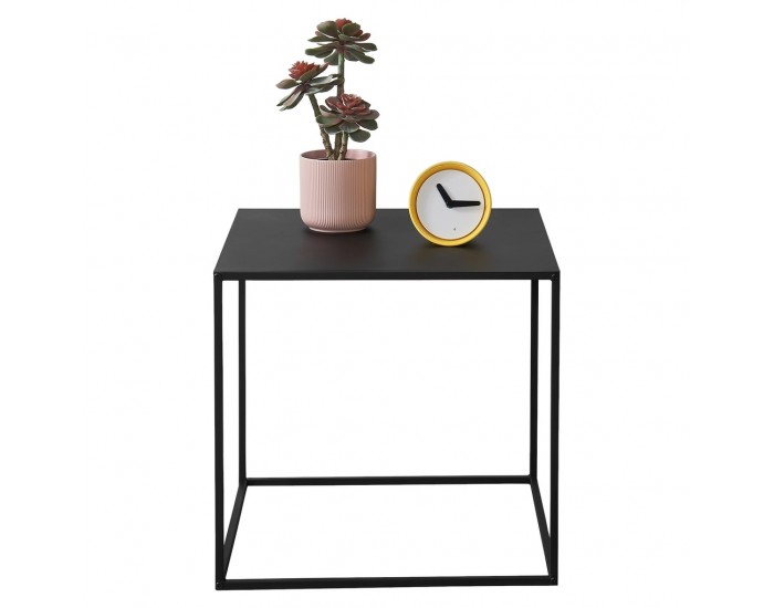 Конзолна маса 50cm x 55cm x 55cm, стабилна маса (годна и за стенен монтаж), Черна, матирано покритие -