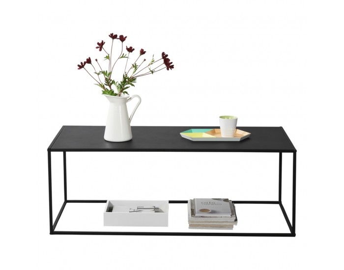 Конзолна маса 40cm x 110cm x 50cm, стабилна маса (годна и за стенен монтаж), Черна, матирано покритие -