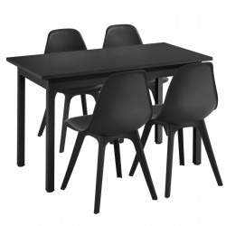 Комплект за трапезария маса и 4 стола,120cm x 60cm x 75cm, Черен - Комплекти маси и столове
