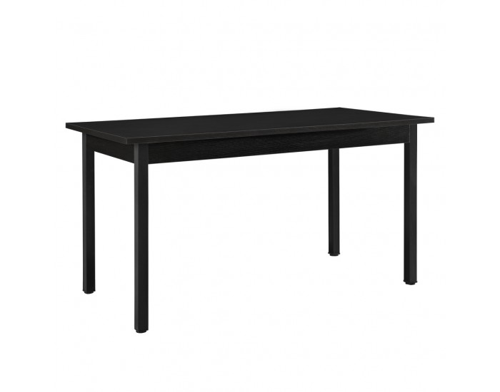 Гарнитура за трапезария с 6 стола Turku140 x 60 cm, изкуствена кожа, за шестима, Черна -