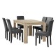 Комплект маса за хранене с 6 тапицирани стола  Nora  140 x 90 cm Дъб/Светлокафяв/Тъмносив -