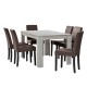 Комплект маса за хранене с 6 тапицирани стола  Nora  140 x 90 cm Дъб/Бял/Кафяв -