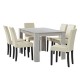 Комплект маса за хранене с 6 тапицирани стола  Nora  140 x 90 cm Дъб/Бял/Бежов -