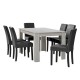Комплект маса за хранене с 6 тапицирани стола  Nora  140 x 90 cm Дъб/Бял/Тъмносив -