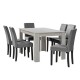 Комплект маса за хранене с 6 тапицирани стола  Nora  140 x 90 cm  Дъб/Бял/Сив -