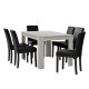 Комплект маса за хранене с 6 тапицирани стола  Nora  140 x 90 cm Дъб/Бял/Черен -