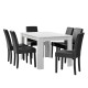 Комплект маса за хранене с 6 тапицирани стола Nora  140 x 90 cm  Бял/Тъмносив -