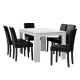 Комплект маса за хранене с 6 тапицирани стола Nora  140 x 90 cm  Бял/Черен -