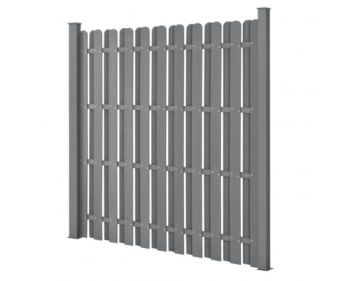 Ограда от WPC панели 185 cm x 562 cm Сива -