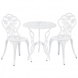 ГрадинскиКомплект маса с 2 стола , дизайн shabby chic Ø 60cm x 67 cm, ковано желязо, Бял - Комплекти за външни условия