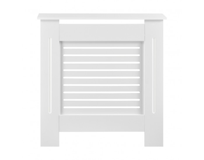 Декоративна решетка за радиатор Бяла, MDF, 112x19x82cm -
