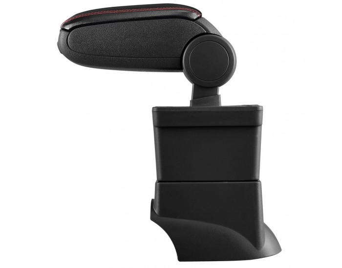 Подлакътник Fiat 500  с контейнер за съхранение, Изкуствена кожа, Черен,червен шев - Подлакътник Fiat 500  с контейнер за съхранение, Изкуствена кожа, Черен,червен шев -