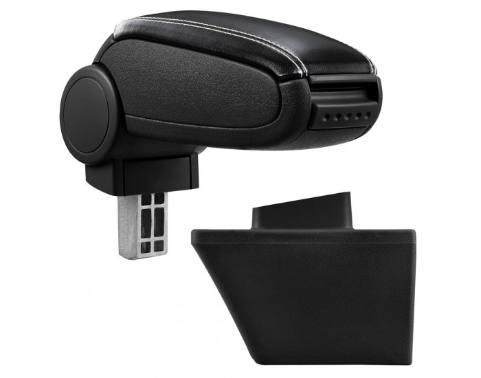 Подлакътник Opel Meriva A  с контейнер за съхранение, Кожа, Черен, бял шев -