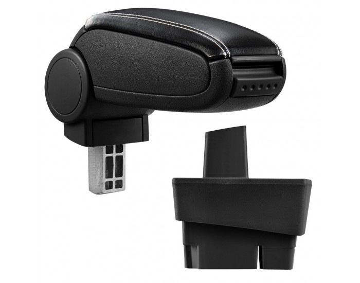 Подлакътник Ford Focus I с контейнер за съхранение, Изкуствена кожа, Черен,червен шев -