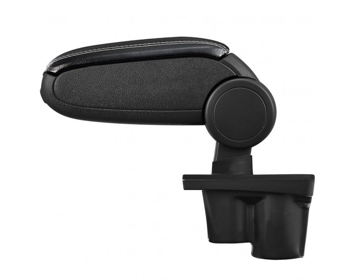 Подлакътник Opel Adam  с контейнер за съхранение, Кожа, Черен,бял шев -