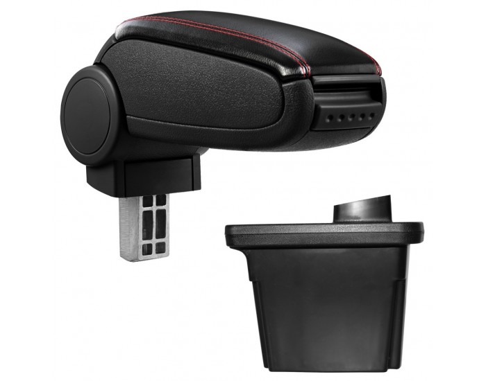 Подлакътник  Hyundai i30 (2007-2012) с контейнер за съхранение Черен/червен шев//Кожа -