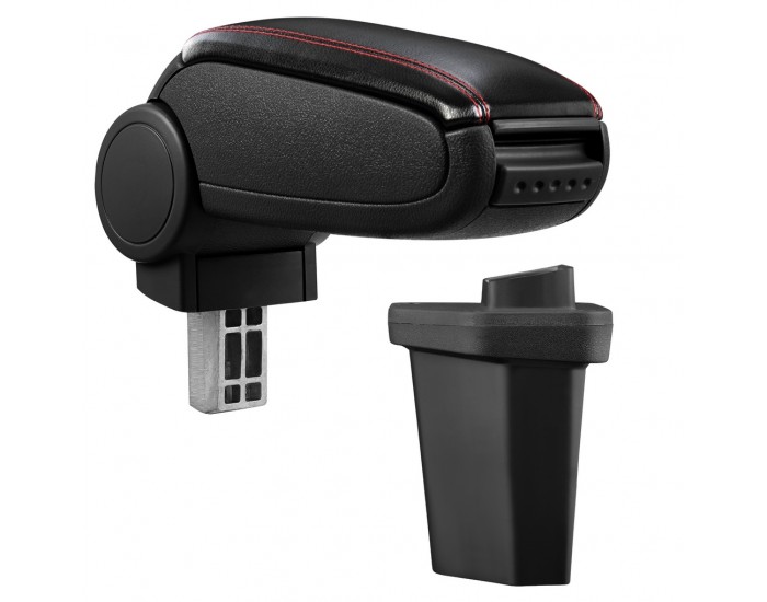 Подлакътник Hyundai I20 / (GB)  с контейнер за съхранение Черен, червен шев/Кожа -