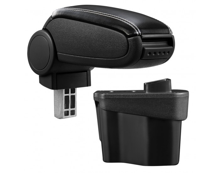 Подлакътник Kia Rio 3. (UB) с контейнер за съхранение Черен/бял шев/Кожа -