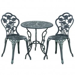 ГрадинскиКомплект маса с 2 стола , дизайн shabby chic Ø 60cm x 67 cm, ковано желязо, Зелен - Комплекти за външни условия