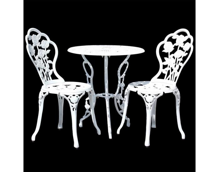 ГрадинскиКомплект маса с 2 стола , дизайн shabby chic Ø 60cm x 67 cm, ковано желязо, Бял -