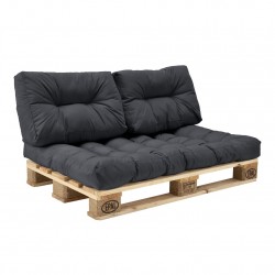 Комплект възглавници за интериорни мебели от палети,1 брой за сядане и 2 броя за облягане, Тъмносиви - Градински Дивани и Пейки