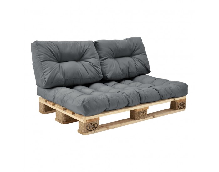 Възглавница седалка за мебели от палети, 120 x 80 x 12 cm Сив, Водонепромокаем материал -