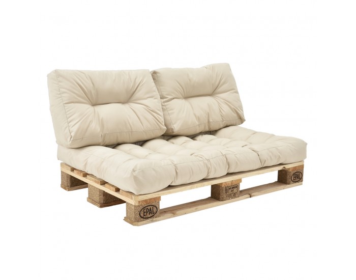 Възглавница седалка за мебели от палети, 120 x 80 x 12 cm Кремав, Водонепромокаем материал -