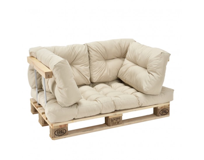 Комплект възглавници за интериорни мебели от палети ,1 брой за сядане и 4 броя за облягане, Бежови -