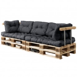 Комплект възглавници за интериорни мебели от палети ,2 броя за сядане и 5 броя за облягане, Тъмносиви - Градински Дивани и Пейки