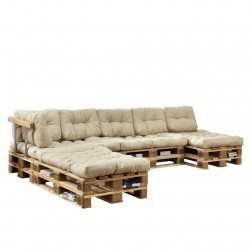 Комплект възглавници за интериорни мебели от палети,4 броя за сядане и  6 броя за облягане, Бежови - Градински Дивани и Пейки