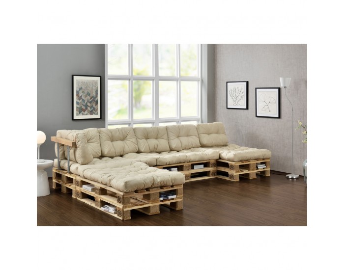 Комплект възглавници за интериорни мебели от палети,4 броя за сядане и  6 броя за облягане, Бежови -