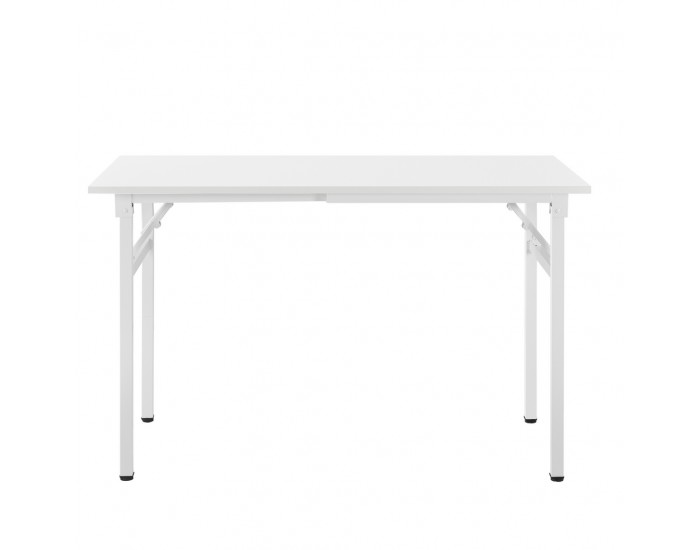 Сгъваема дизайнерска маса 120 x 60 x 75 -76,4 см с регулируема височина -цвят Бял -