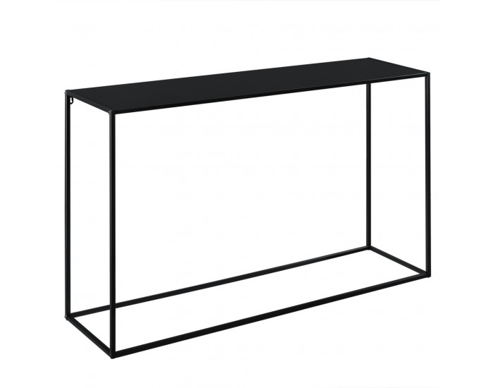 Конзолна маса 74cm x 115cm x 32cm, стабилна маса (годна и за стенен монтаж), Черна, матирано покритие -