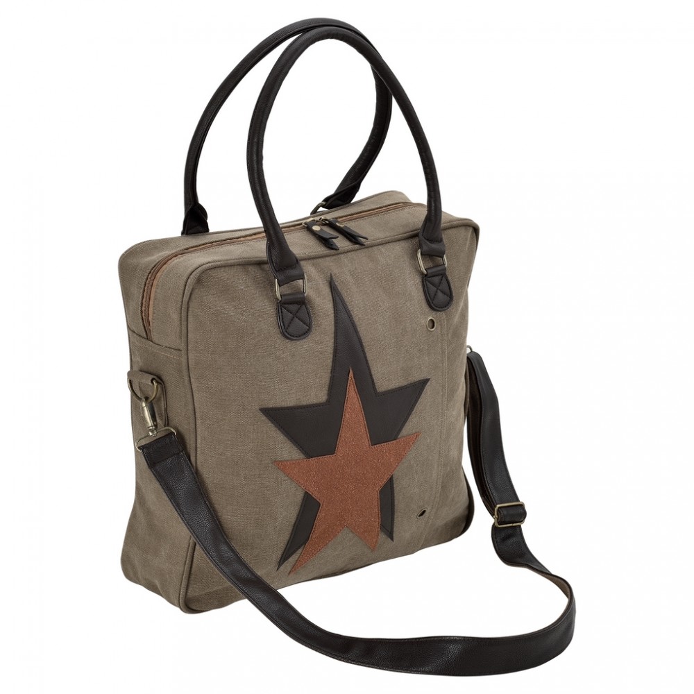 Дамска чанта от лен 40 x 40 x 10 см. сиво-кафява - от Богдан Мебел на