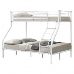 Двуетажно легло с метална рамка - Бяло - Легла