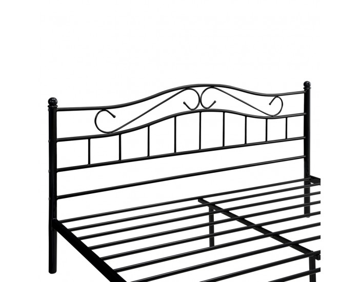 Двойно легло с метална рамка и матрак - Черно, 200 x 160 см -