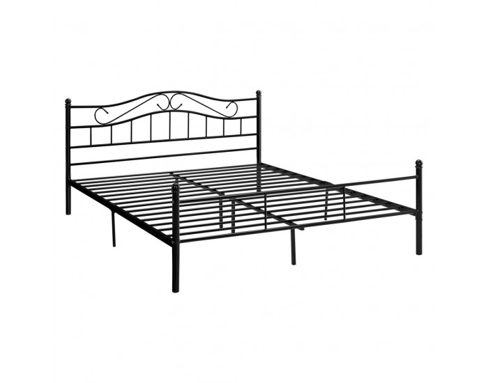 Двойно легло с метална рамка  - Черно, 200 x 160 см -