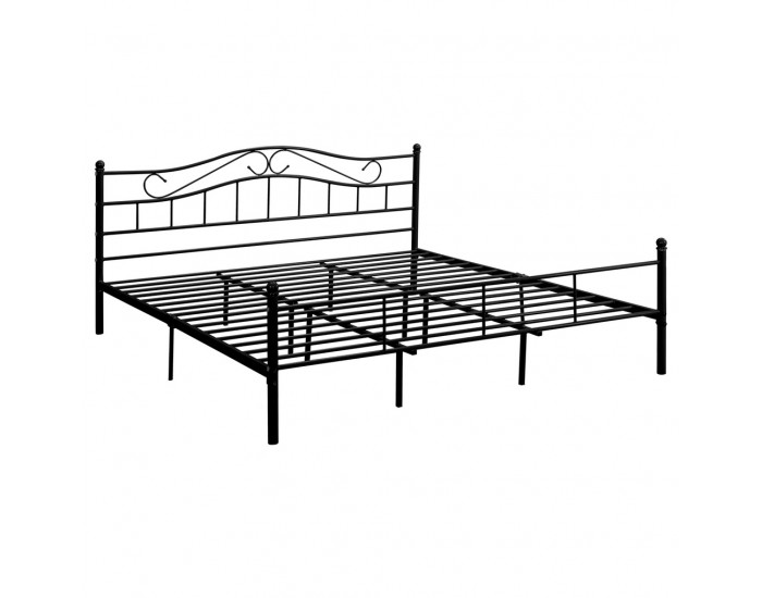 Двойно легло с метална рамка  - Черно, 200 x 180 см -