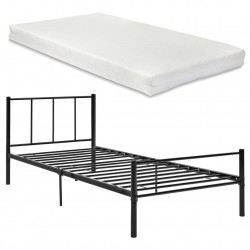 Метално легло с матрак от студена пяна Черно, 90х200 - Легла