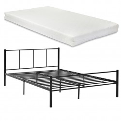 Метално легло с матрак от студена пяна Черно, 140х200 - Легла