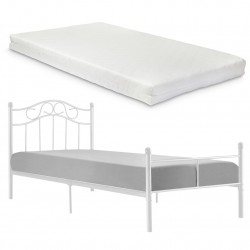 Легло с метална рамка Split 90 x 200 см Бяло с матрак - Легла