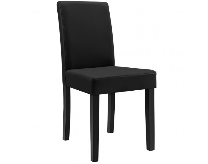 Стол за трапезария Zágráb - тапициран с еко кожа, комплект от 6 броя 90 x 42 x 48 см, Черен -
